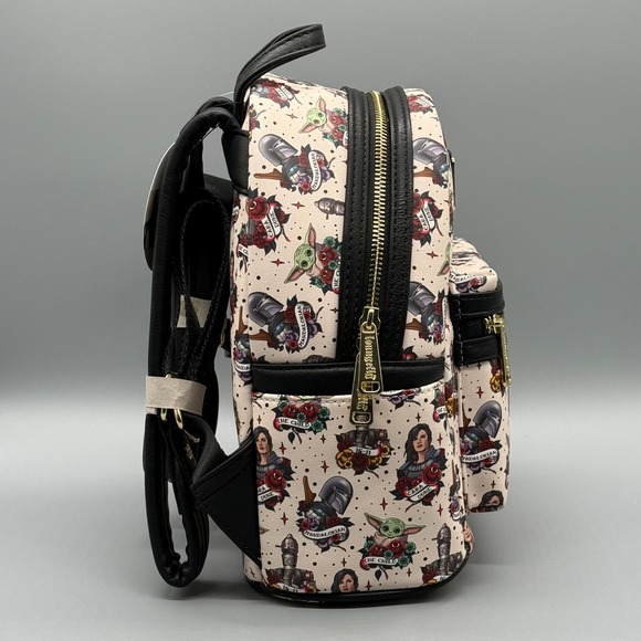 Loungefly Star Wars Mandalorian Tattoo Print Mini Backpack Exclusive New NWT